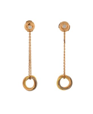 Pre-Owned Cartier Trinity Diamond Drop Earrings 18K Tricolor Gold