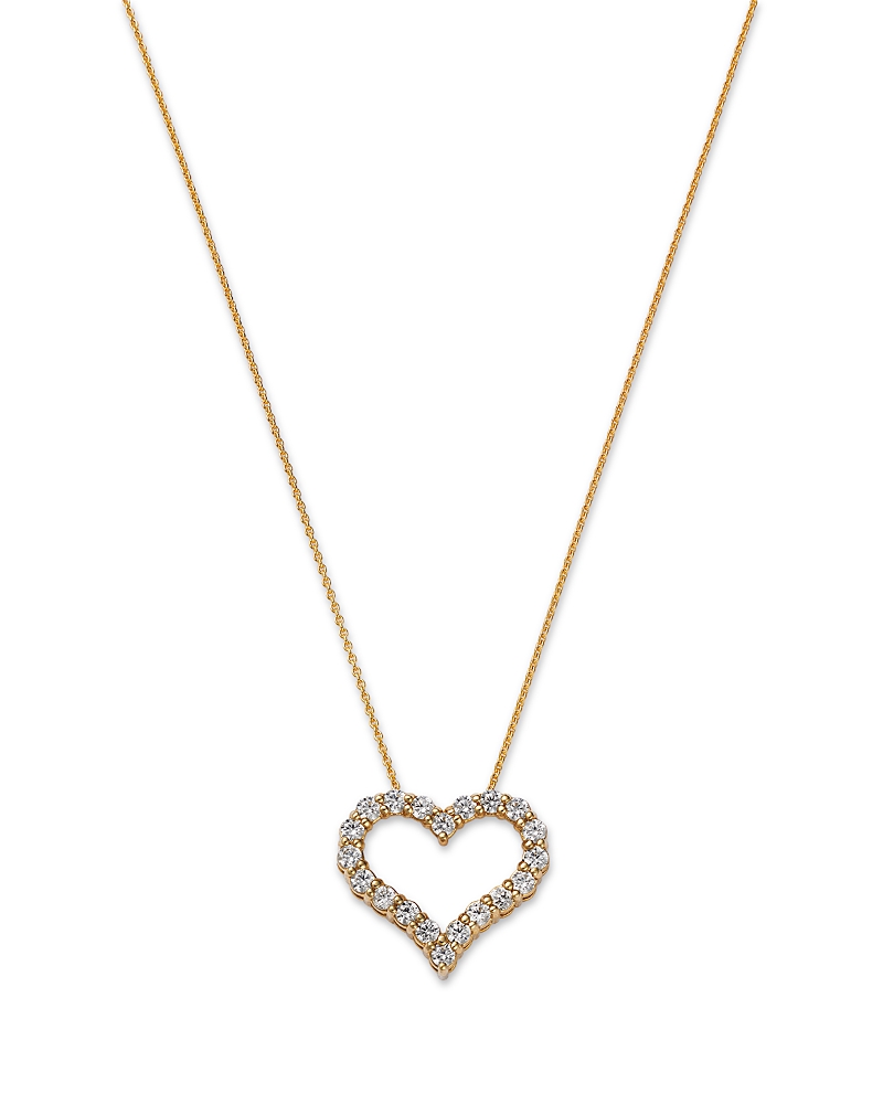 Bloomingdale's Fine Collection Diamond Open Heart Pendant Necklace In 14k Yellow Gold, 0.50 Ct. T. W. In Gold