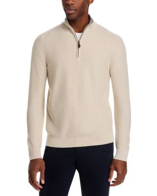 Cotton Tipped Textured Birdseye Half Zip Sweater - Exclusive