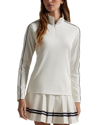 Ralph Lauren - Piped Trim Stretch Interlock Quarter Zip Top