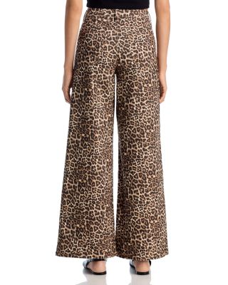 High Rise Wide Leg Jeans in Leopard - Exclusive