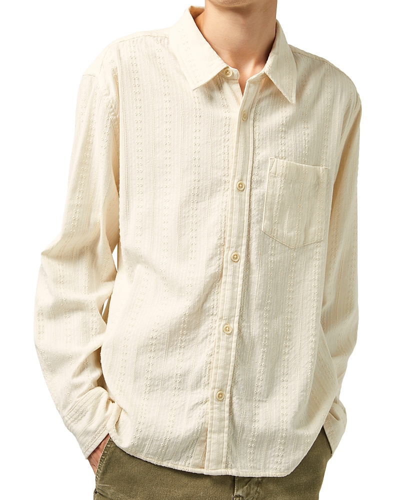 Corridor Ripple Long Sleeve Button Front Shirt In Natural