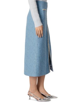 Sequin Tweed Midi Skirt