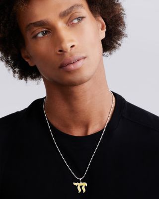 Men's 18K Yellow Gold & Sterling Silver Anthem Chai Amulet Pendant - Exclusive 