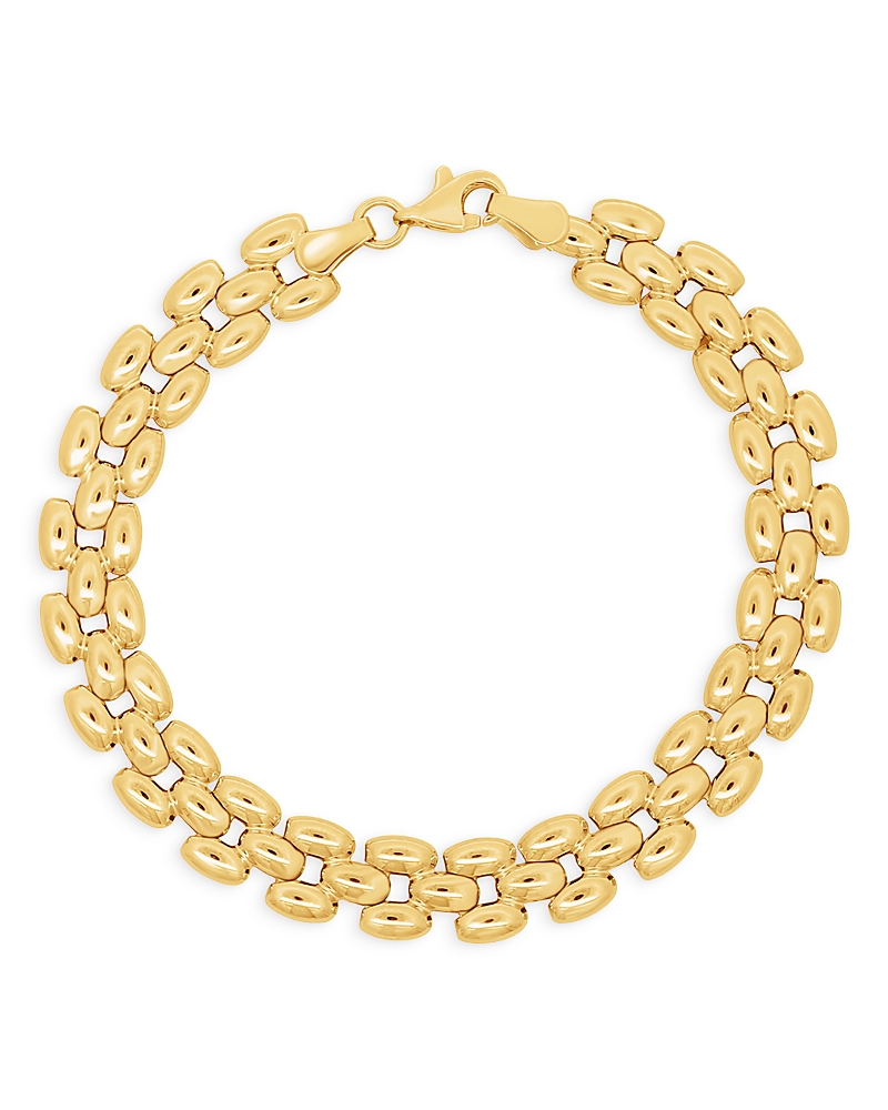 Bloomingdale's Fine Collection Three Row Panther Link Chain Bracelet In 14k Yellow Gold In Gold