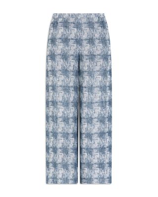 Linen Blend Checkered Trousers