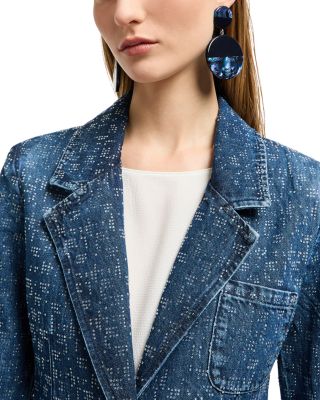 Denim Rhinestone Blazer 
