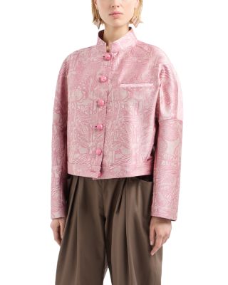 Landscape Tonal Print Shiny Jacquard Jacket