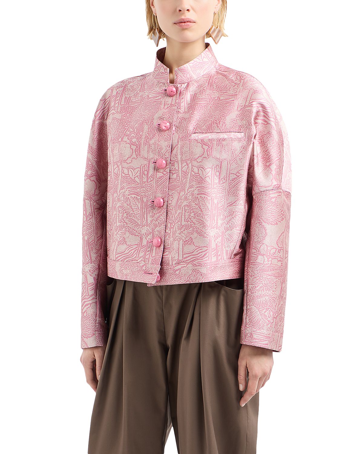 Emporio Armani Landscape Tonal Print Shiny Jacquard Jacket