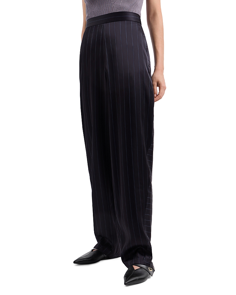 Emporio Armani Fluid Pinstripe Trousers In Blue