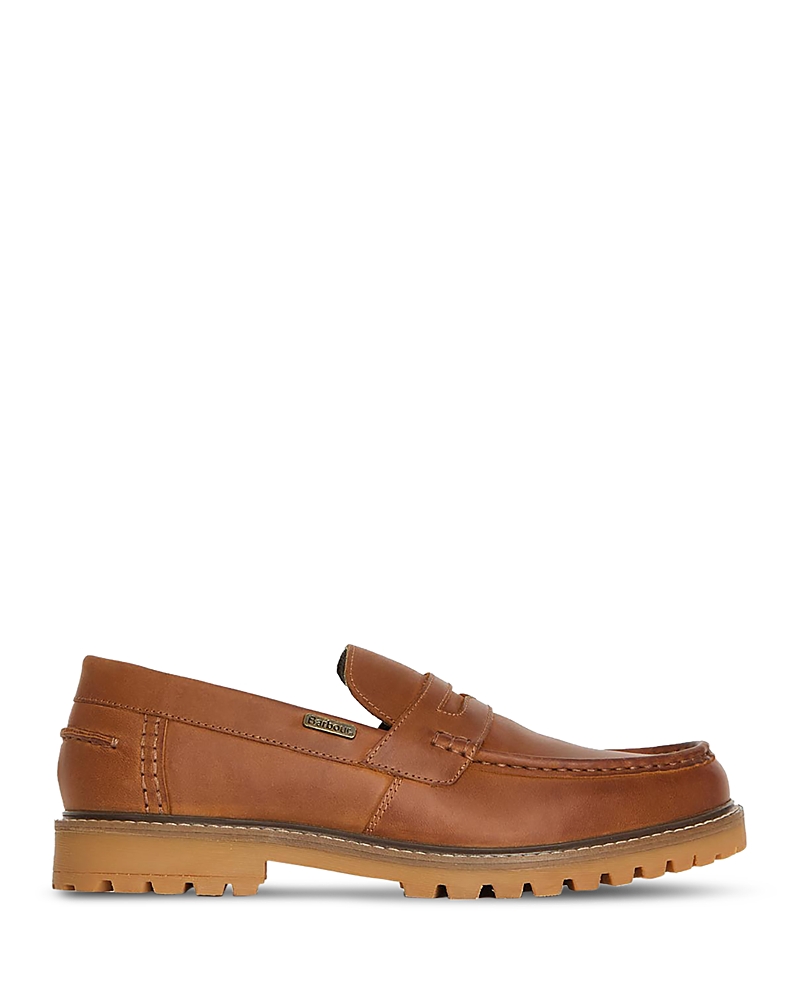 Barbour Pumice Moc Toe Penny Loafer In Cognac