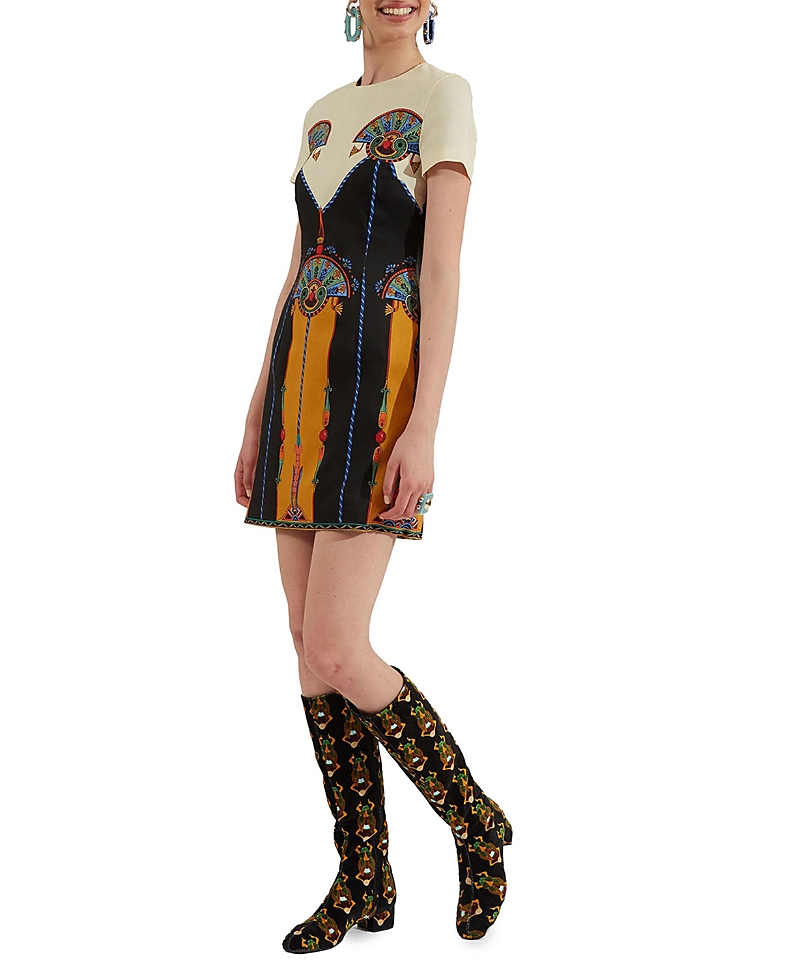 La Doublej Tgif Short Sleeves Dress In Aswan Placee Ivory