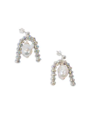 Pearl Octopuss.y - Paris Crystal & Baroque Cultured Freshwater Pearl Drop Earrings in Silver Plated