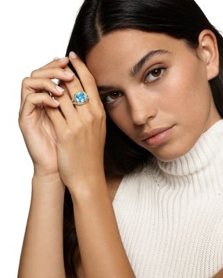 Albion&reg; Ring in Sterling Silver with 18K Yellow Gold and Blue Topaz, 11mm