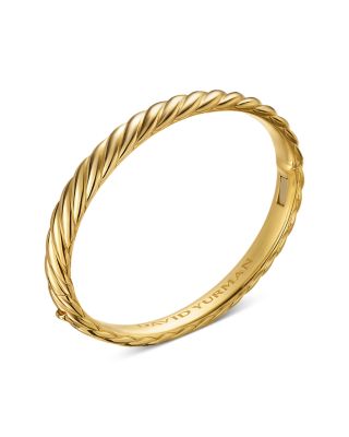 Sculpted Cable Bangle Bracelet in 18K Yellow Gold, 8mm