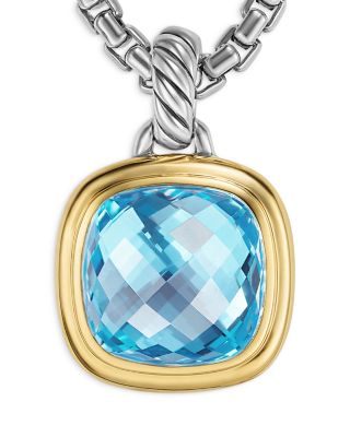 Albion&reg; Pendant in Sterling Silver with 18K Yellow Gold and Blue Topaz, 11mm