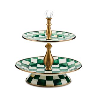MacKenzie-Childs Emerald Check Two-Tier Sweet Stand | Bloomingdale's Mackenzie-Childs