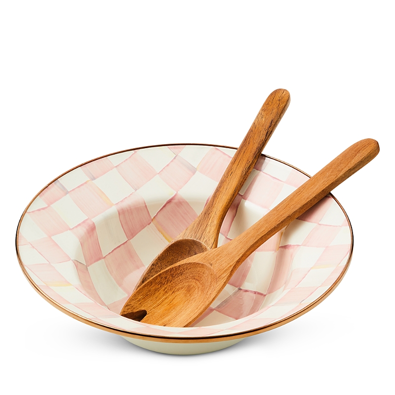 Mackenzie-childs Mackenzie Childs Rosy Check Salad Serving Set