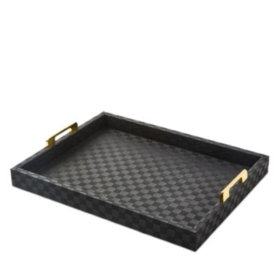 Black Embossed Faux Leather Large Tray