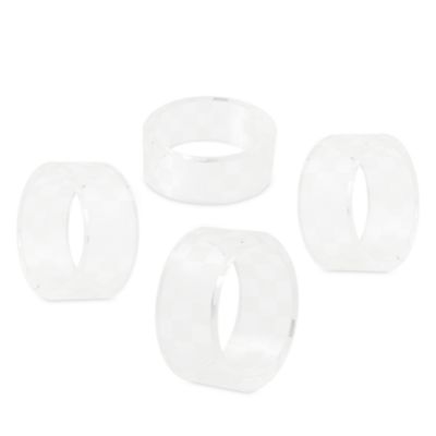 Clear Check Napkin Rings, Set of 4