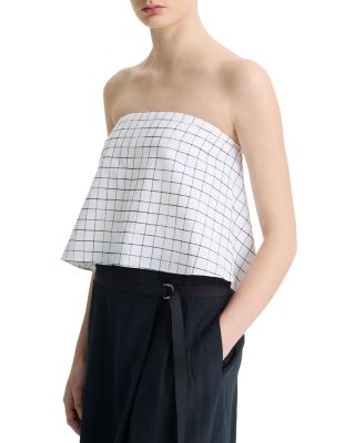 Trellis Plaid Strapless Top