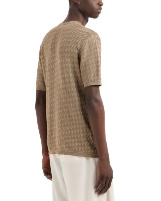 Jacquard Short Sleeved Pullover Crewneck Sweater 