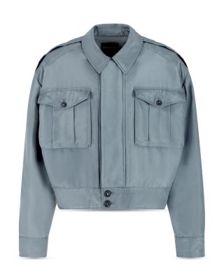 Regular Fit Cropped Habutai Silk Jacket