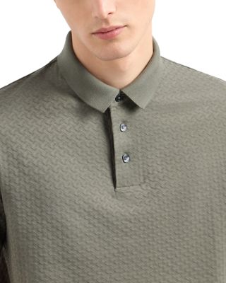 Textured Jacquard Basketweave Polo Shirt 