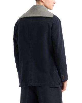 Regular Fit Double Breasted Cotton Blazer