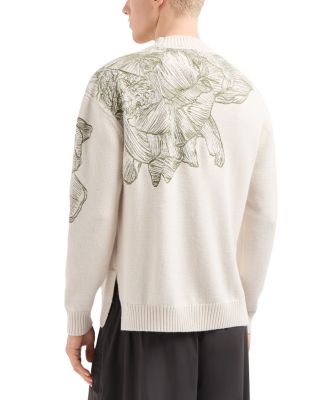 Plain Knit Embroidered Leaf Pullover Crewneck Sweater 