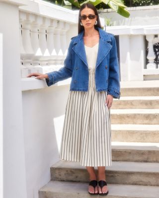 Chelsea Cropped Denim Trench Jacket