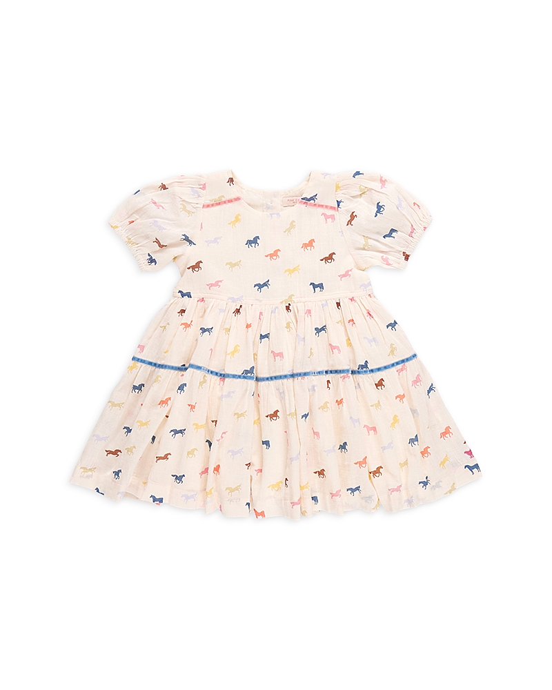 Pink Chicken Girls' Charlie Gauze Dress - Little Kid In Multi Tiny Horses