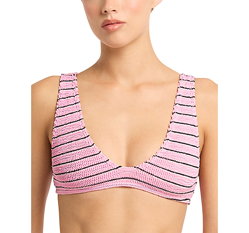 Bondeye Bond-eye Scout Cropped Bikini Top In Pastel Pink Stripe