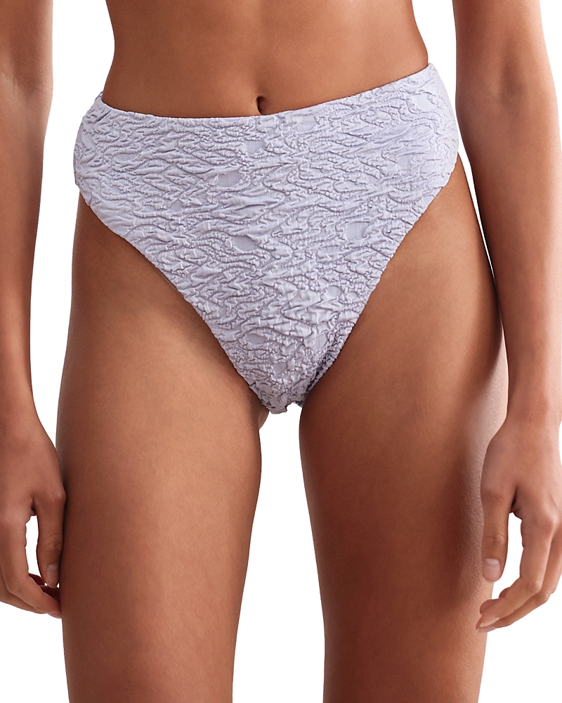 Patbo Papillon Jacquard High Waist Bikini Bottom In Blue
