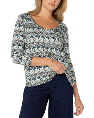 Long Sleeve Shirred Knit Tee