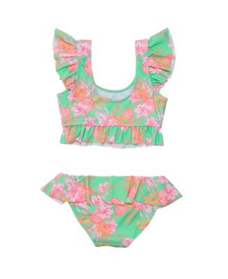  Coastal Shells Sustainable Frilled Crop Bikini - Big Kid