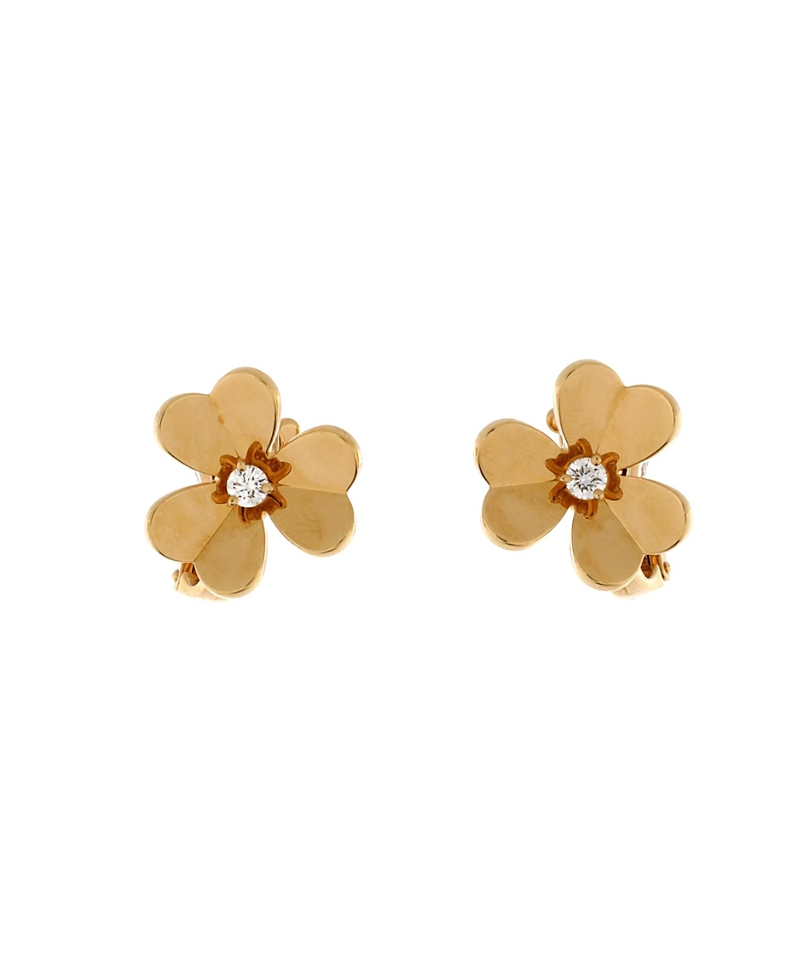 Pre-owned Pre-owned Van Cleef & Arpels Van Cleef & Arpels Large Frivole Stud Earrings 18k Gold With Diamonds