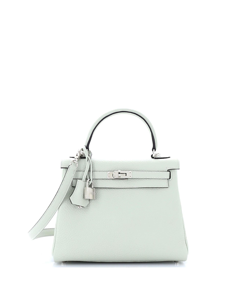Pre-owned Pre-owned Hermes Hermes Kelly 25 Handbag Grey Clemence With Palladium Hardware In Gris Neve