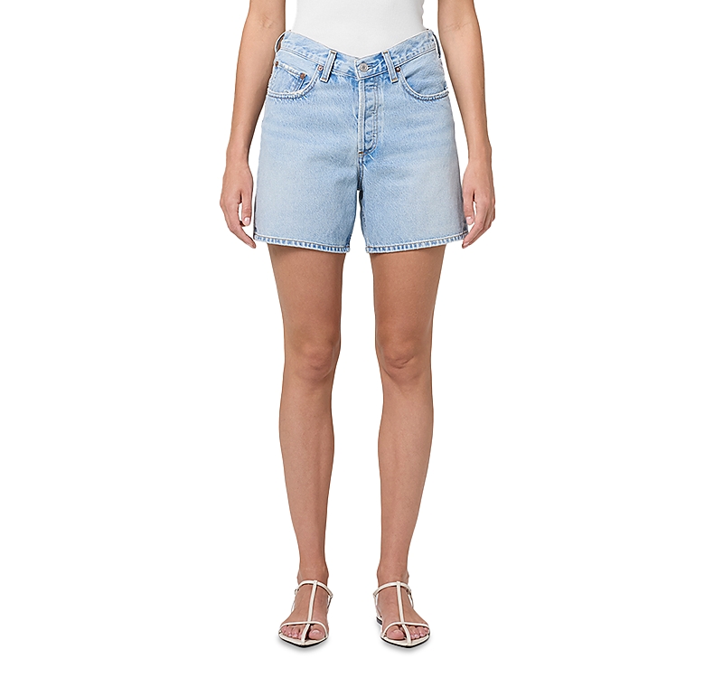 Agolde V Waist Mid Rise Denim Shorts in Backbeat