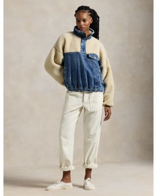 Ralph Lauren Lauren Ralph Lauren Fleece Denim Mock Neck Pullover