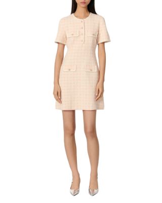 Tweed Effect Knit Short Dress