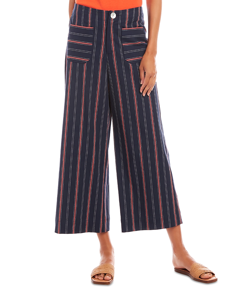 Karen Kane Striped Cropped Wide Leg Pants In Stripe