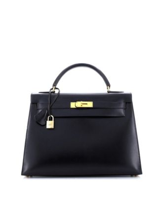 Pre-Owned HERMÈS - Kelly 32 Handbag Black Box Calf with Gold Hardware