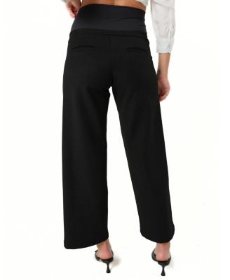 Women&#39;s Wide Leg Maternity Work Pant in Italian Stretch Suiting Fabric (Regular &amp; Petite)