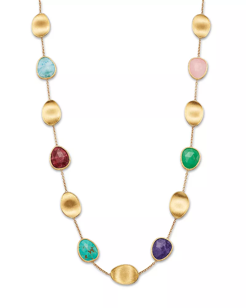 Marco Bicego 18K Yellow Gold Lunaria Color Multi Stone Collar Necklace, 17
