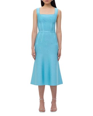 cecilia bodycon midi dress blue The Cecilia Dress in Blue Tapestry Rose 00 / Blue Tapestry Rose