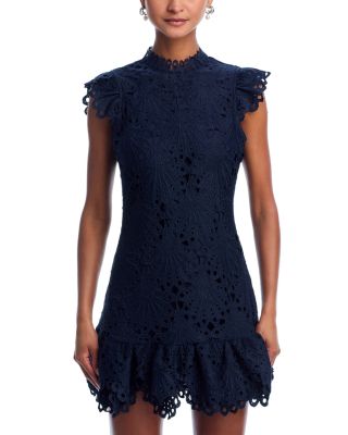 Mock Neck Lace Shift Dress - Exclusive