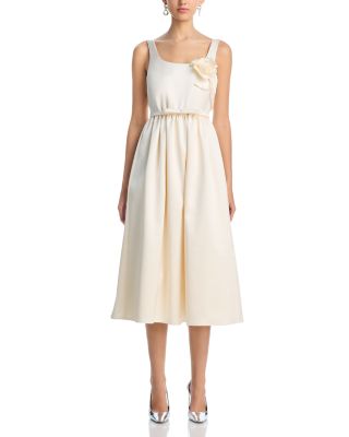 Satin Flower Midi Dress