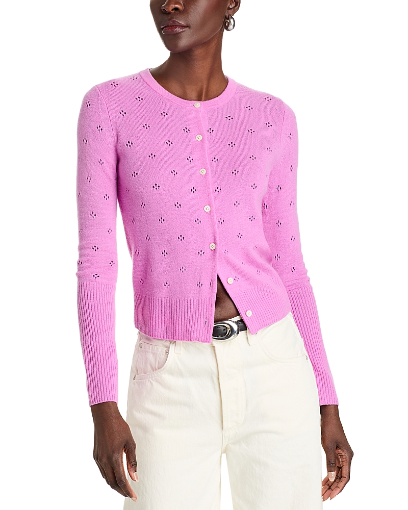 Guest In Residence Jane Pointelle-knit Cashmere Cardigan In Fuchsia