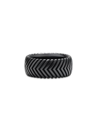 David Yurman - Men's Chevron Band Ring in Black Titanium, 10mm